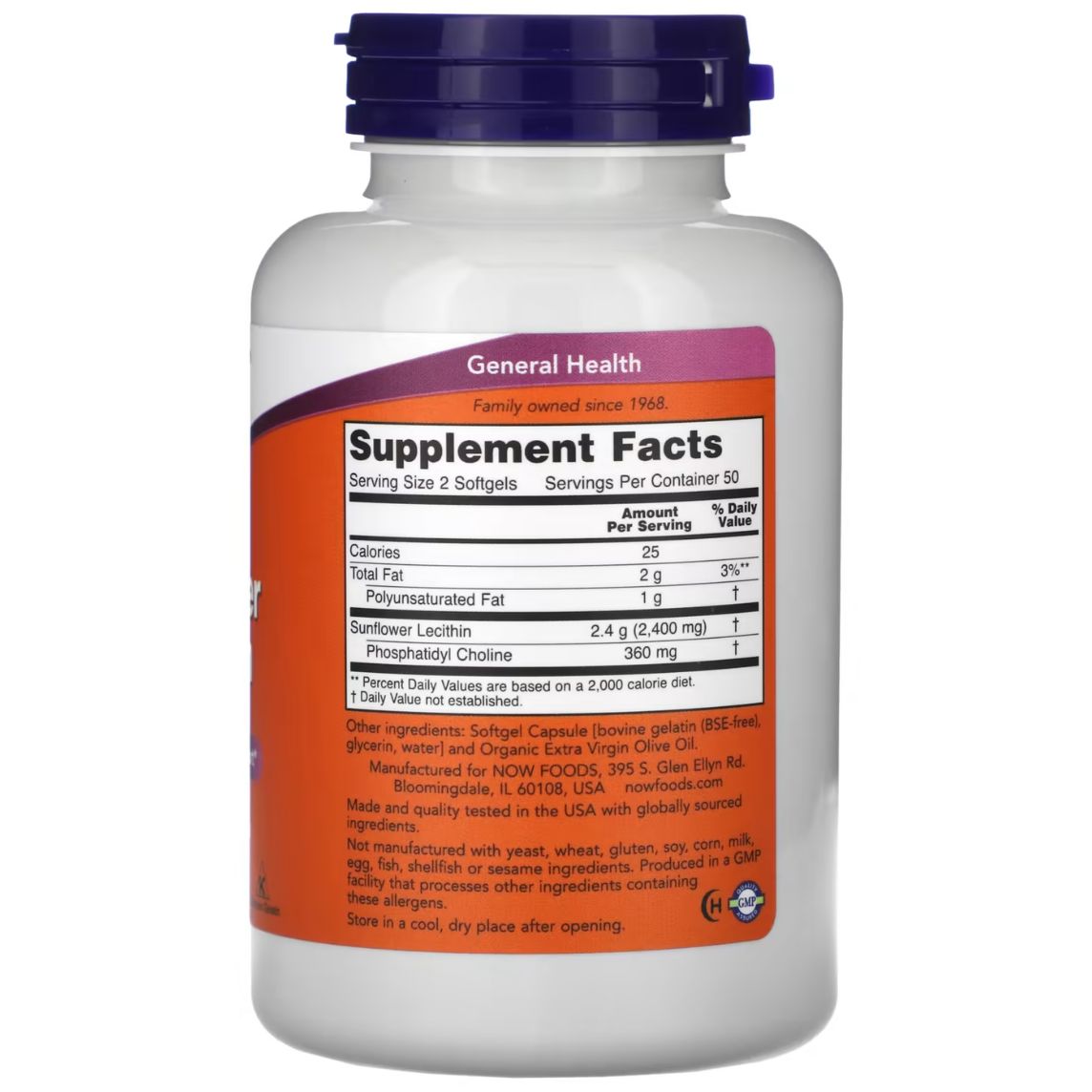 Now Foods Sunflower Lecithin 100 Capsules