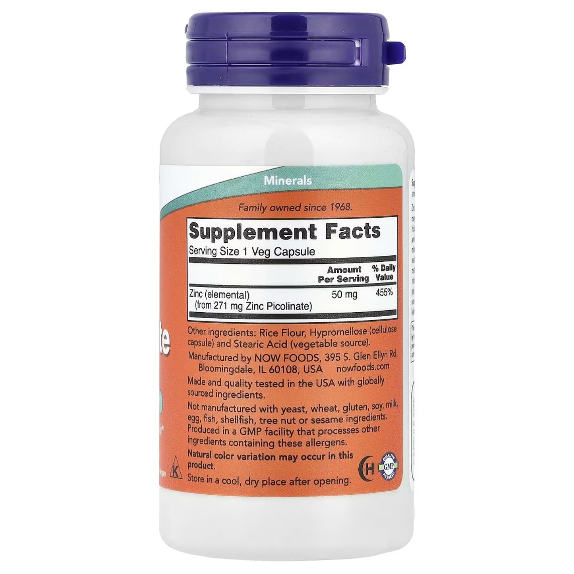 Now Foods Zinc Picolinate 50mg 120 Capsules