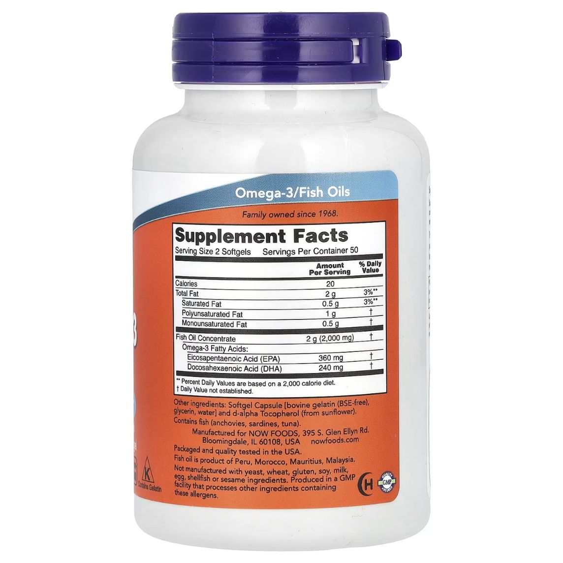 Now Foods Omega-3 Fish Oil 100 Capsules