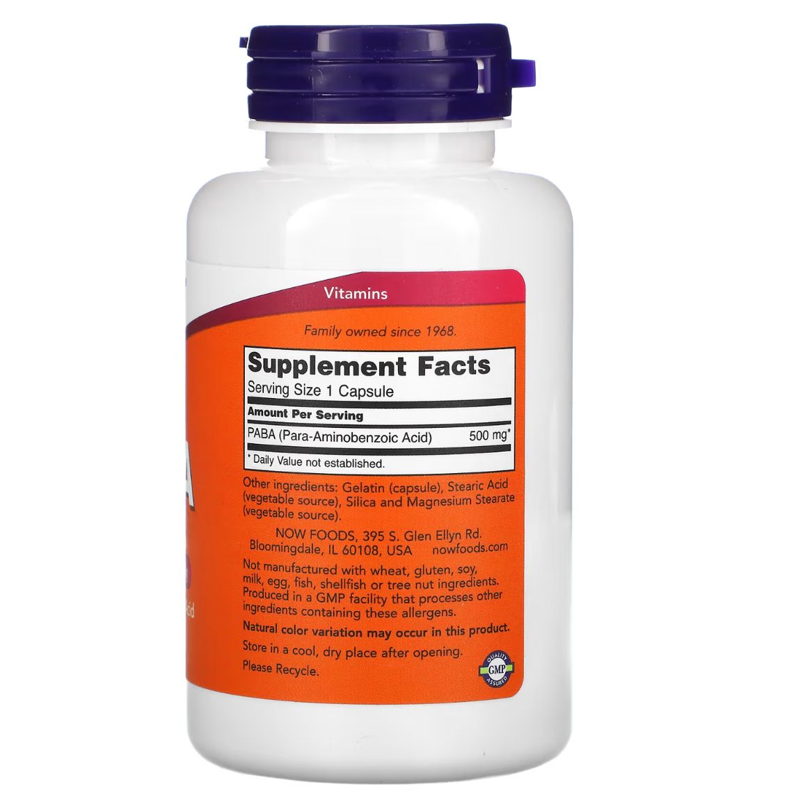 Now Foods PABA 500mg 100 Capsules