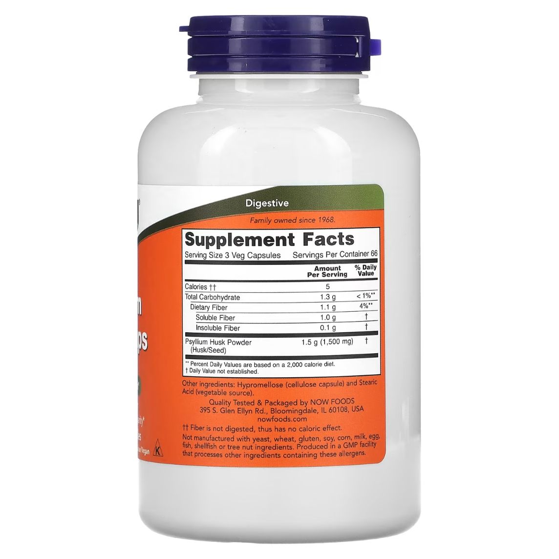 Now Foods Psyllium Husk 500mg 200 Capsules