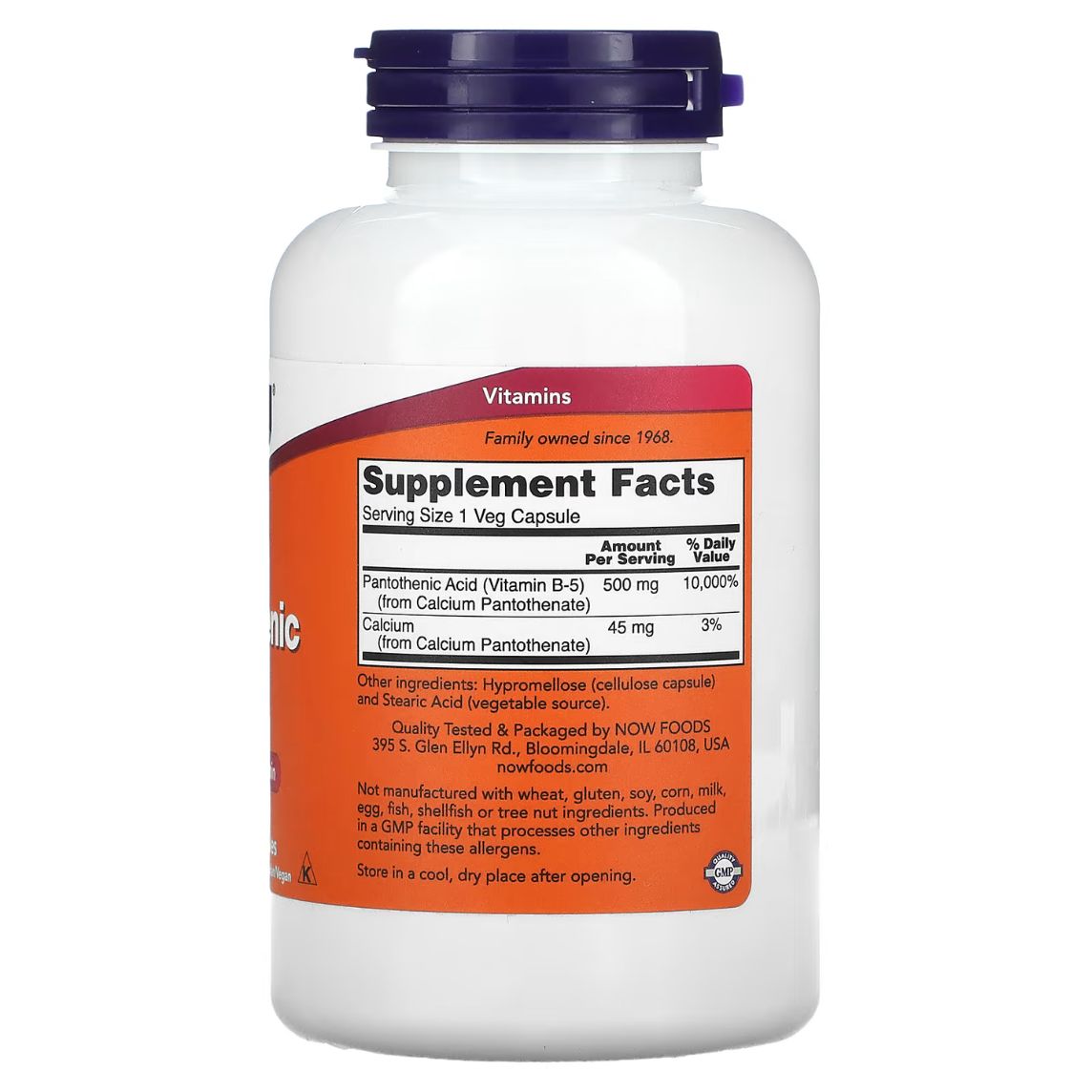 NOW Foods Pantothenic Acid 250 Capsules 500mg