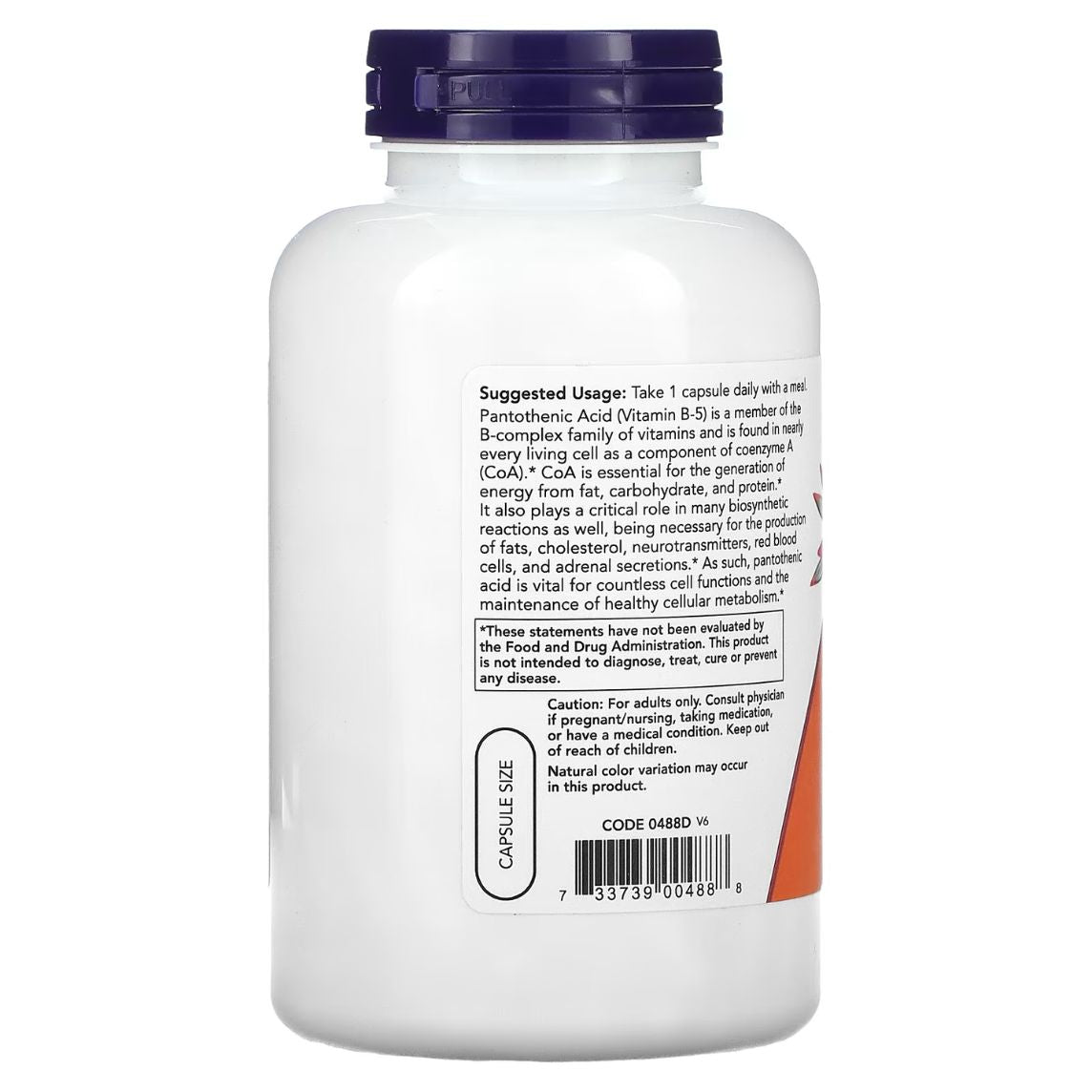 NOW Foods Pantothenic Acid 250 Capsules 500mg