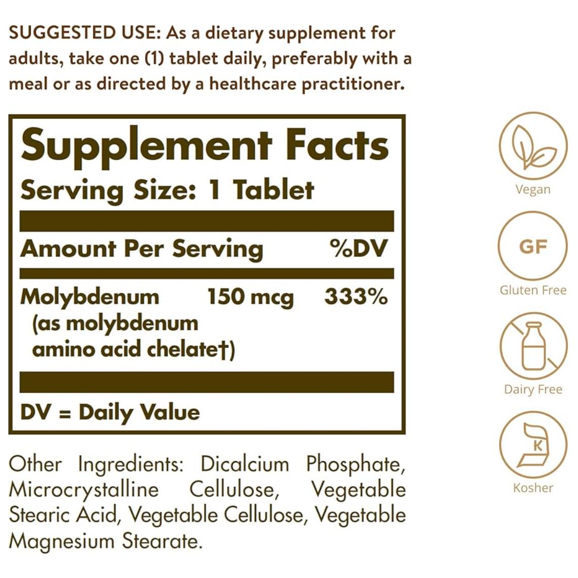 Solgar Chelated Molybdenum 100 Tablets