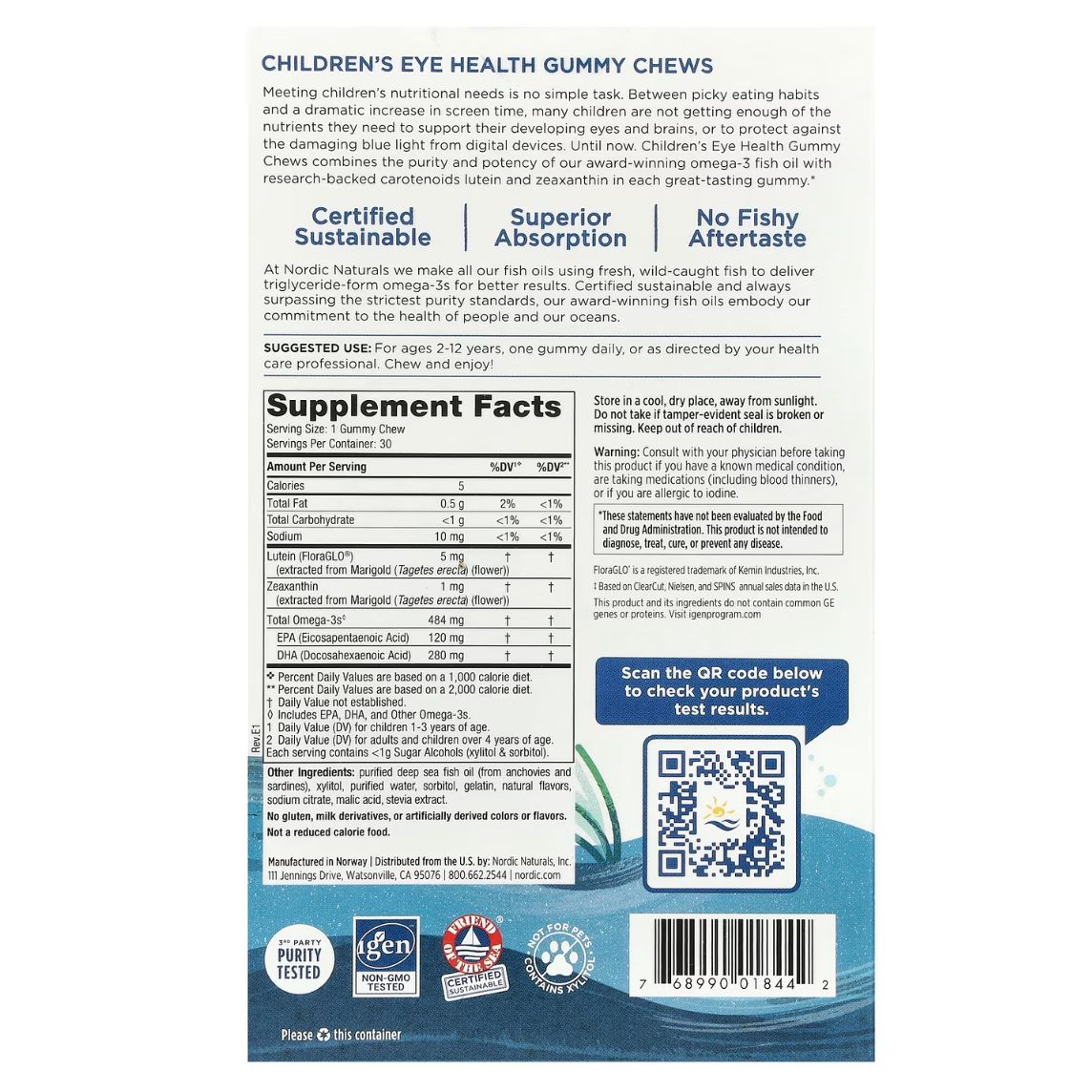 Nordic Naturals Children's Eye Health 30 Gummy Chews