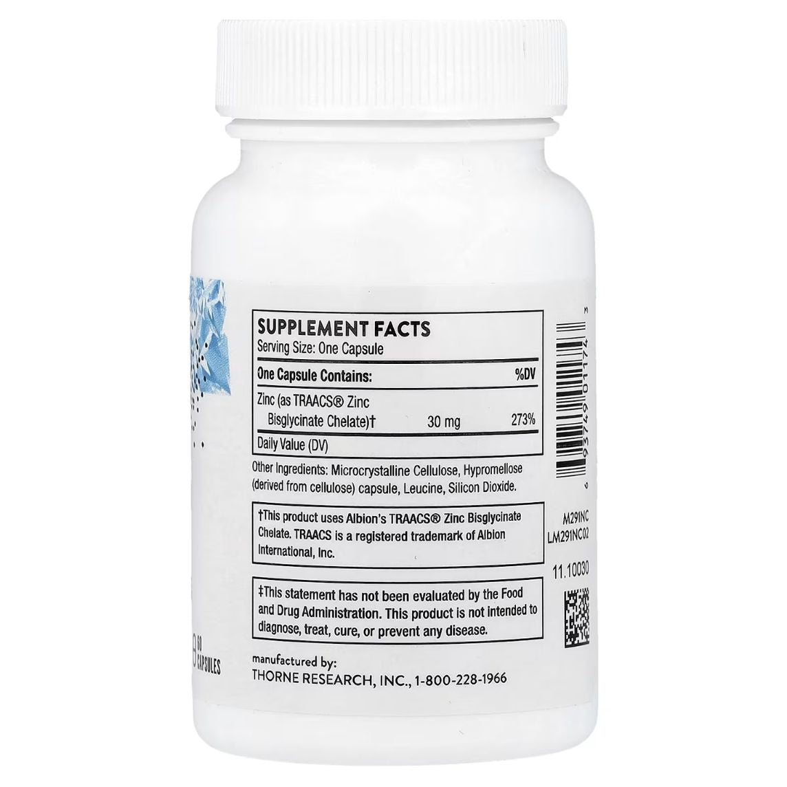 Thorne Research Zinc Bisglycinate 30mg 60 Capsules