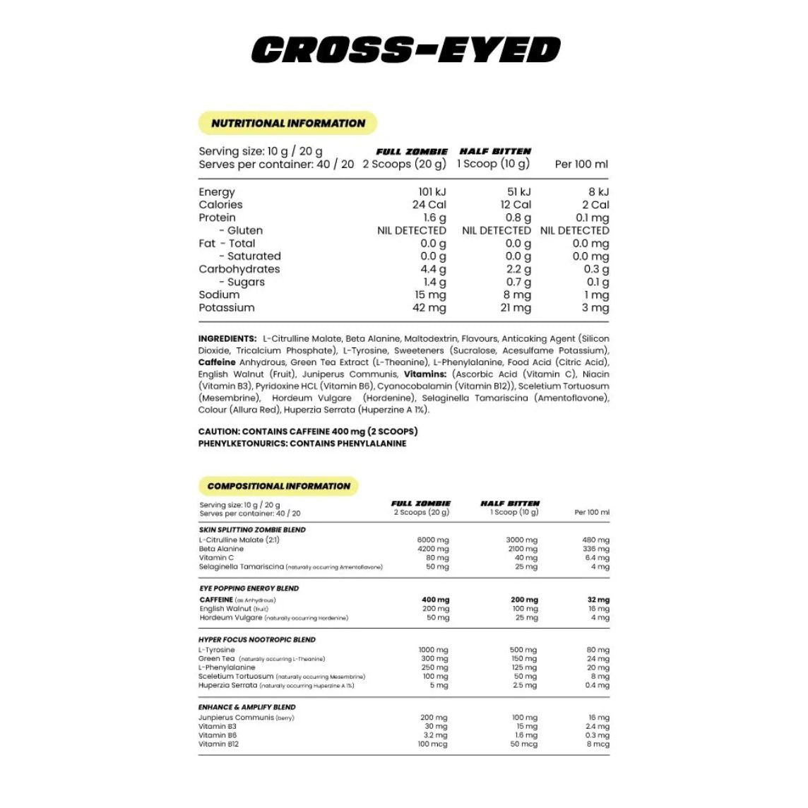 Zombie Labs Cross Eyed 40 Serves Pine Mango