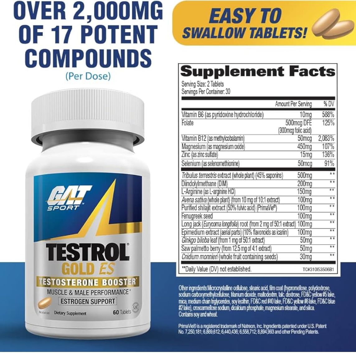 GAT Testrol Gold ES 60 Tablets