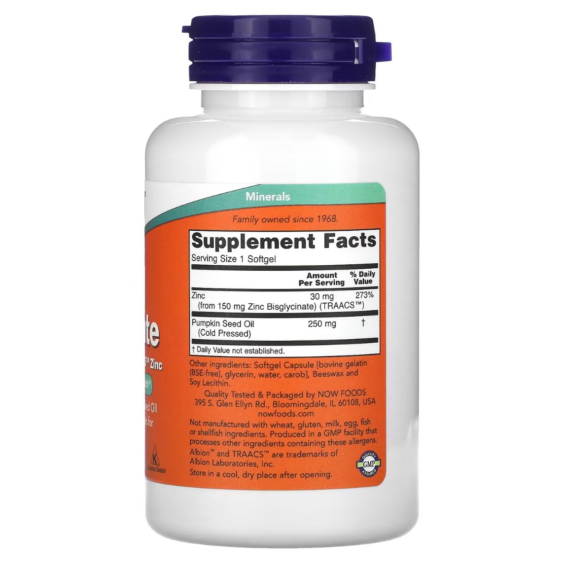 Now Foods Zinc Glycinate 120 Softgels