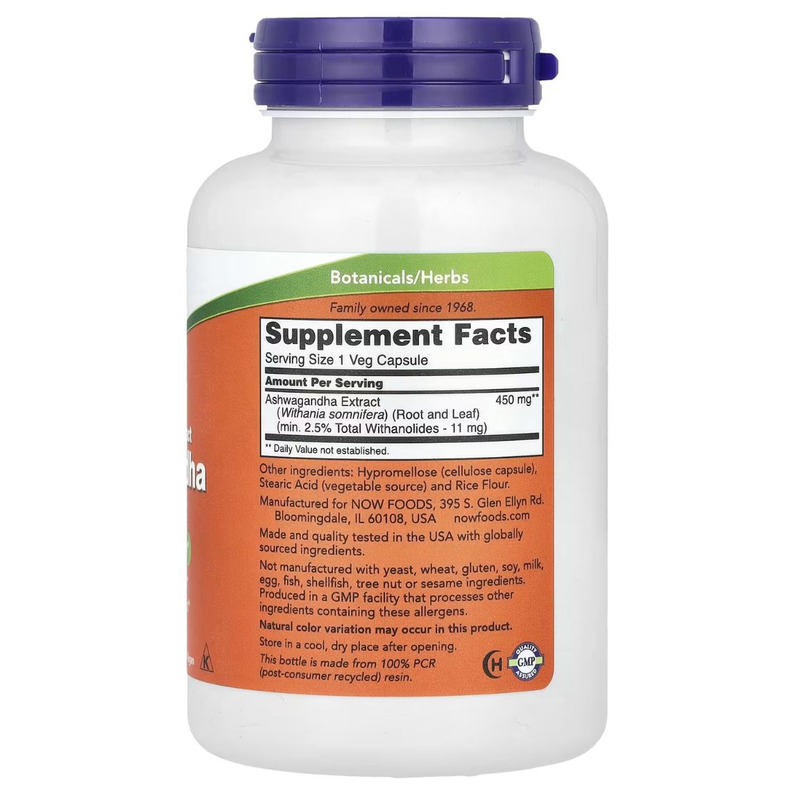 Now Foods Ashwagandha 450mg 180 Capsules