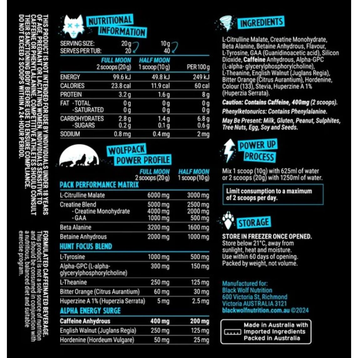 Black Wolf Nutrition Pre Workout 40 Serves Bubblegum Grape