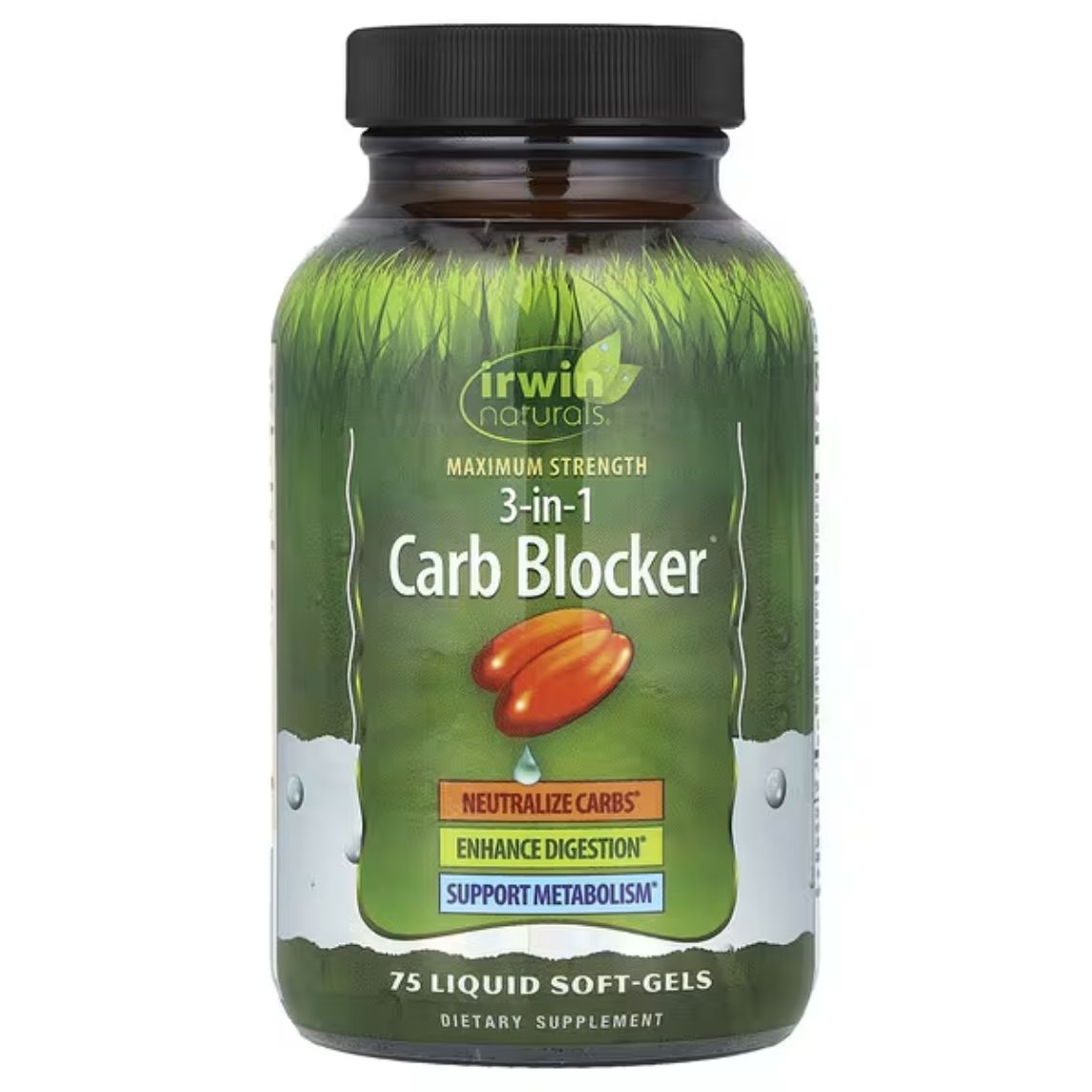 Irwin Naturals 3 in 1 Carb Blocker Max Strength 75 Capsules