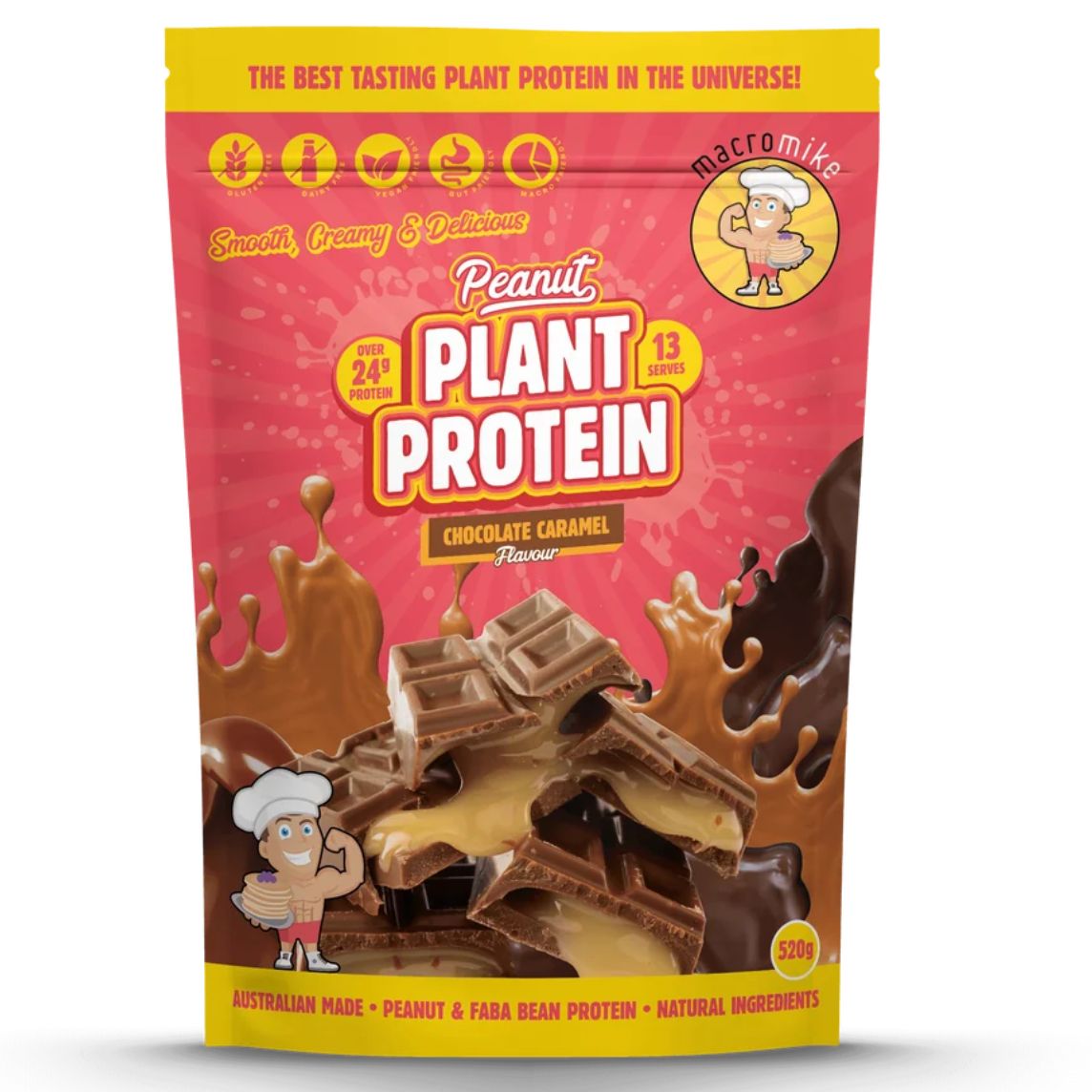 Macro Mike Peanut Plant Protein 520gm Chocolate Caramel **CLEARANCE UBD 11/2026**