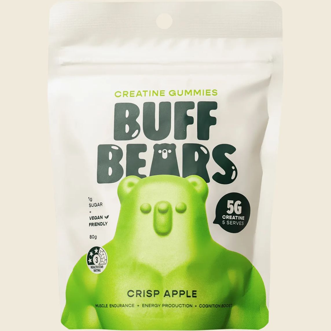 Buff Bears Creatine Gummies 80g Crisp Apple