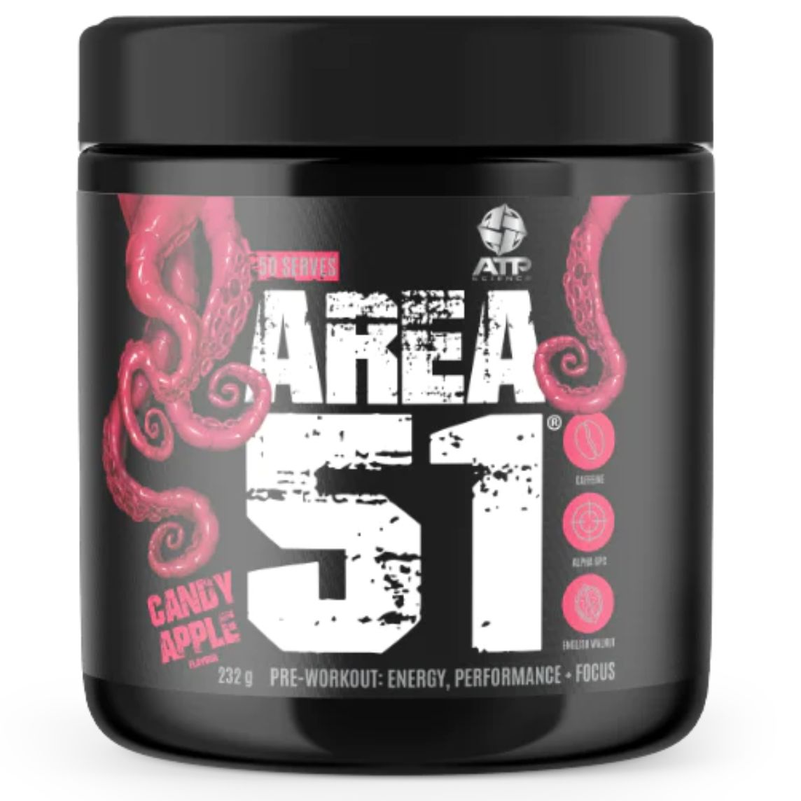 ATP Science AREA 51 Pre-Workout Energy Formula 50 Serves Candy Apple