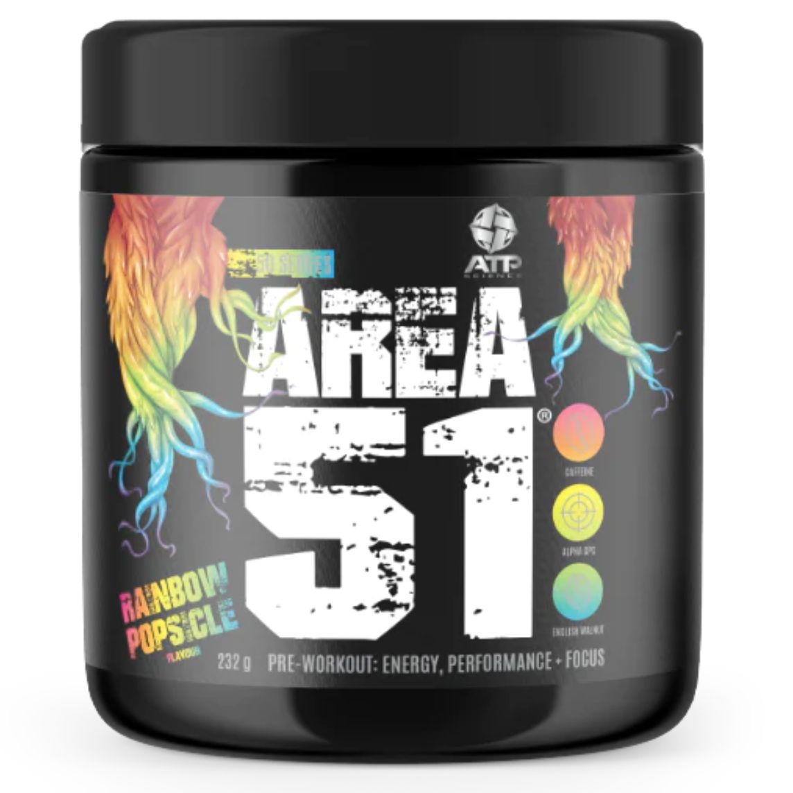 ATP Science AREA 51 Pre-Workout Energy Formula 50 Serves Rainbow Popsicle