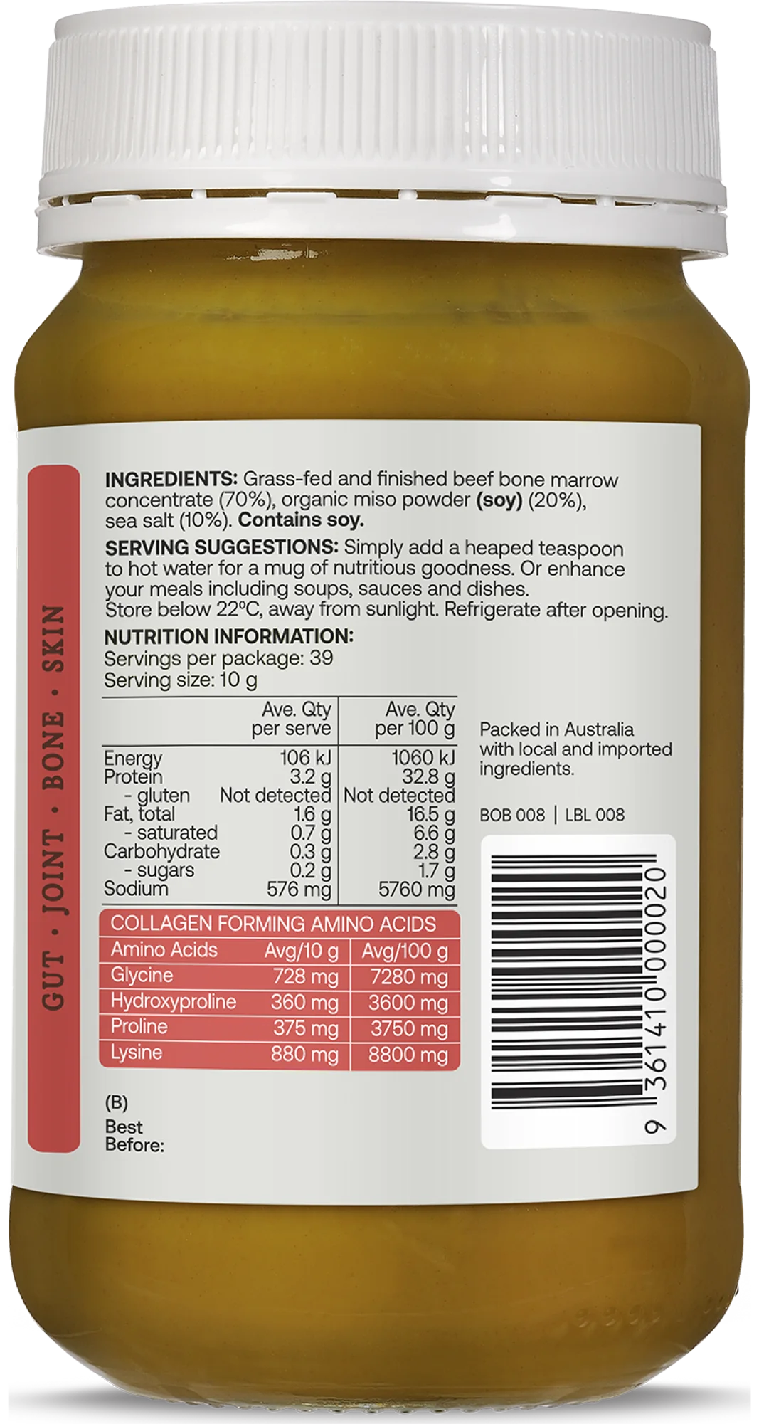 Best of the Bone Beef Bone Broth Organic Miso 390 g