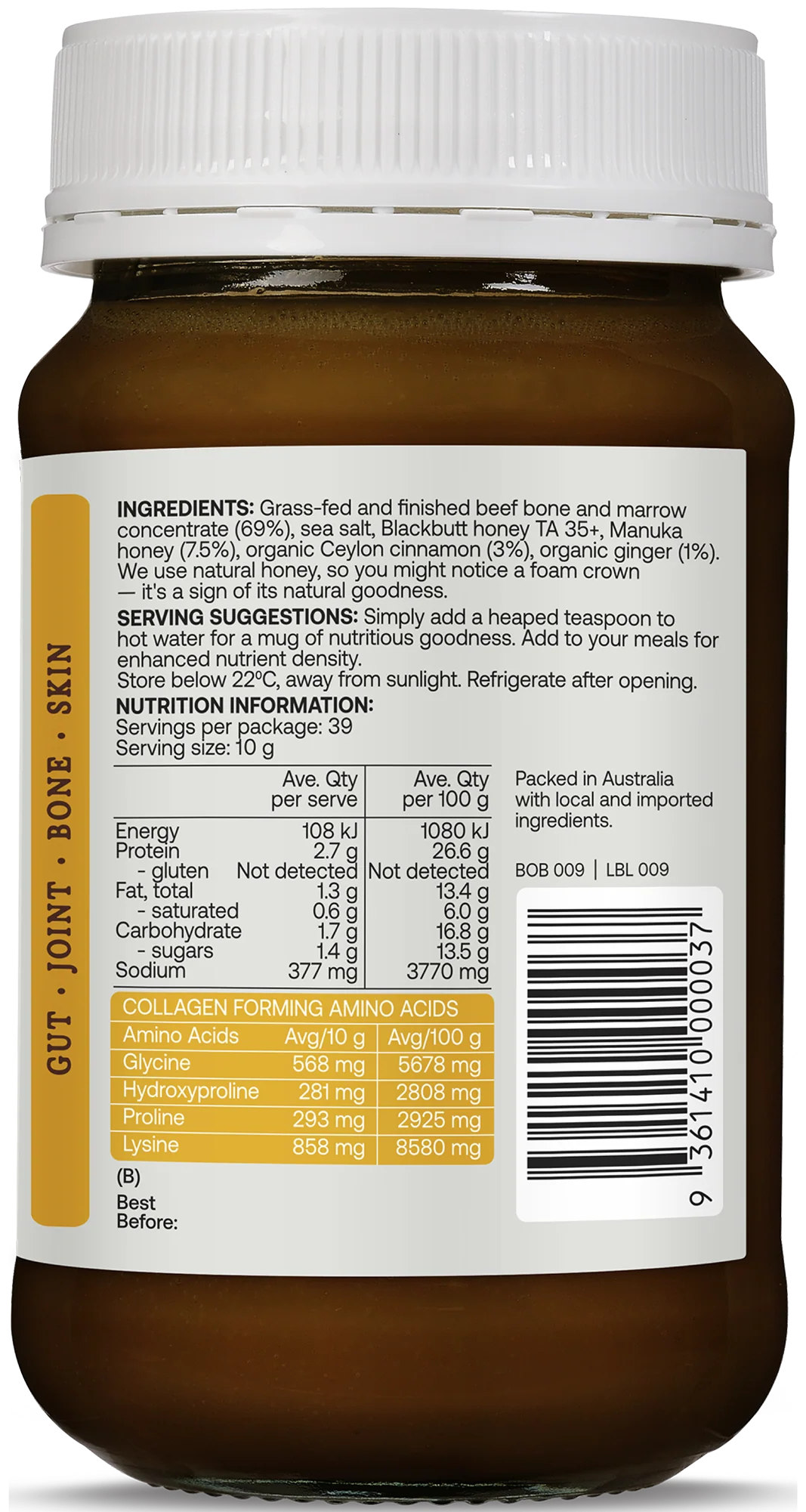 Best of the Bone Beef Bone Broth Organic Manuka Honey 390 g