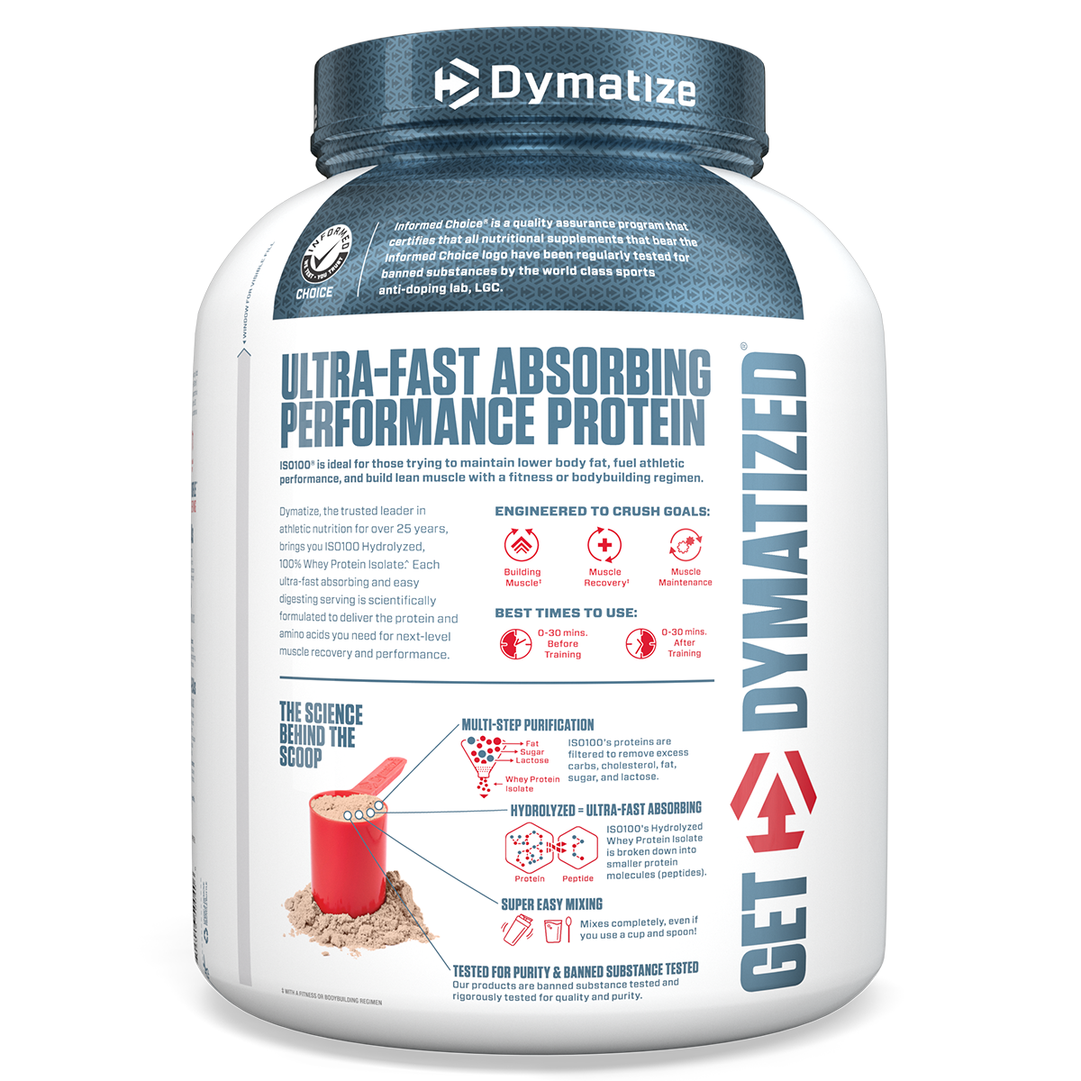 Dymatize ISO100 100% Hydrolyzed Whey Protein Isolate, Fudge Brownie 2.3kg/5lb