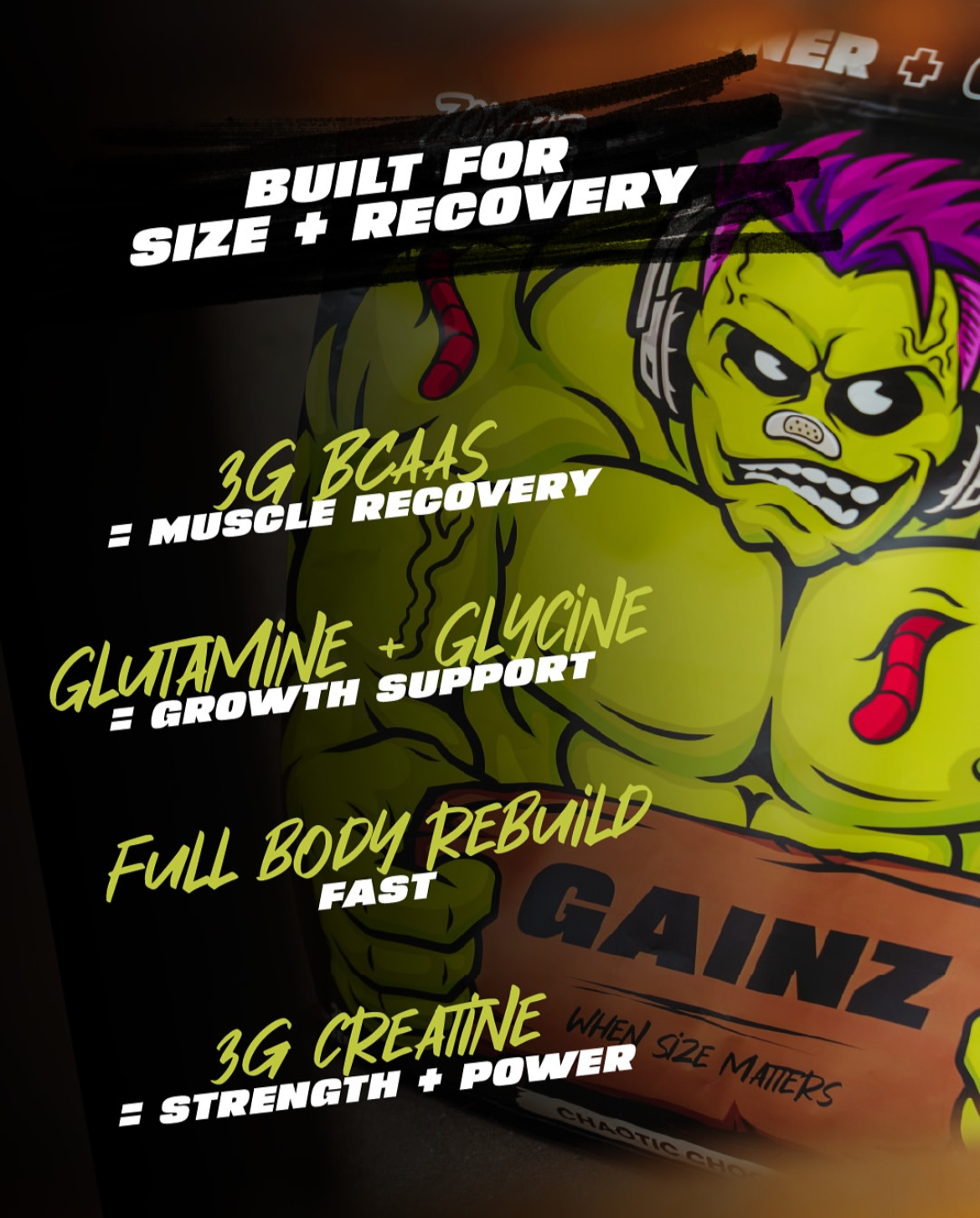 Zombie Labs Gainz Chaotic Chocolate Mass Gainer With Creatine 1.6kg