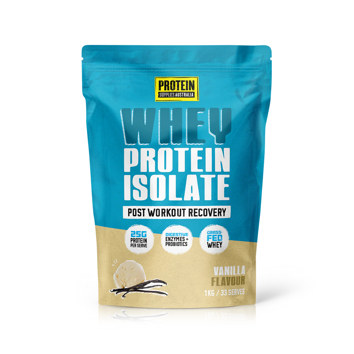 Protein Supplies Australia WPI Whey Protein Isolate Powder Vanilla 1 kg