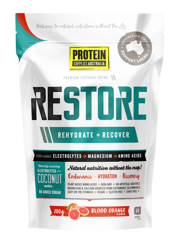 Protein Supplies Australia Restore Hydration Powder, Blood Orange 200 g
