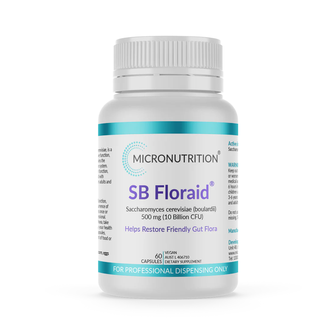MICRONUTRITION SB Floraid 10 Billion CFU per Serving 60 Veg Caps