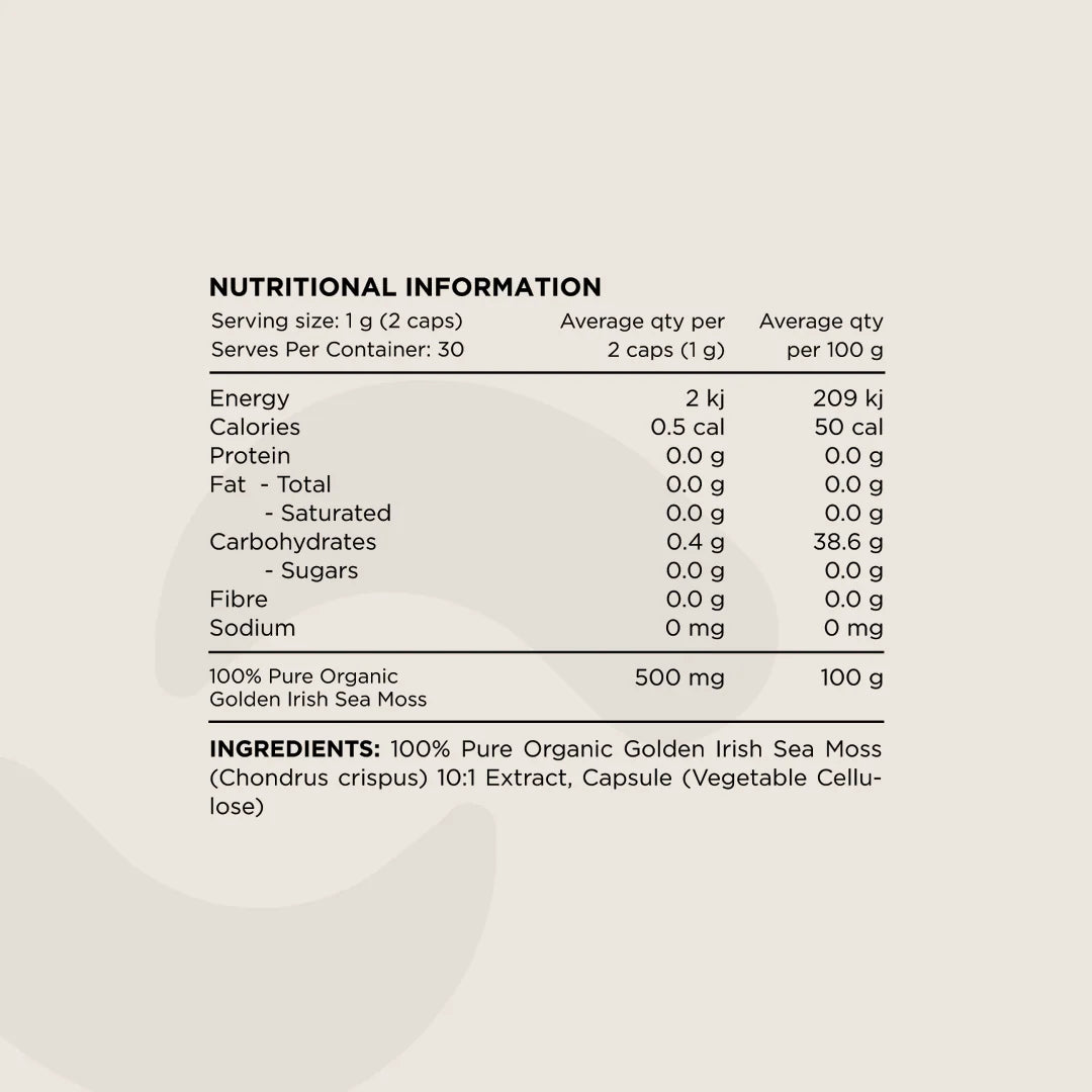 Switch Nutrition Sea Moss 60 Capsules Organic Irish Sea Moss