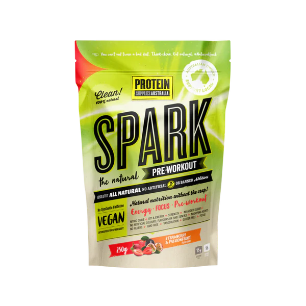 Protein Supplies Australia Spark Pre-Workout Powder, Strawberry and Passionfruit 250 g