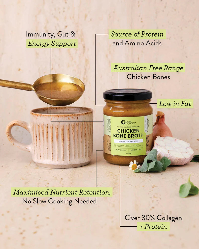 Nutra Organics Chicken Bone Broth Concentrate Native Herbs 250g