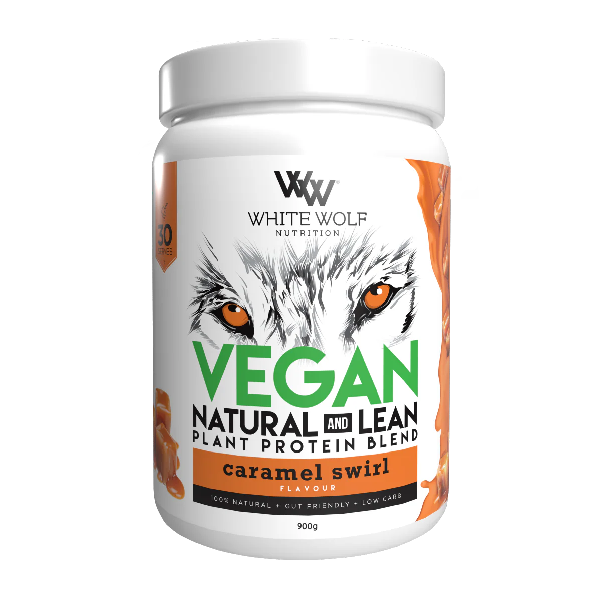 White Wolf Nutrition Vegan Natural+Lean Protein Caramel Swirl 900g
