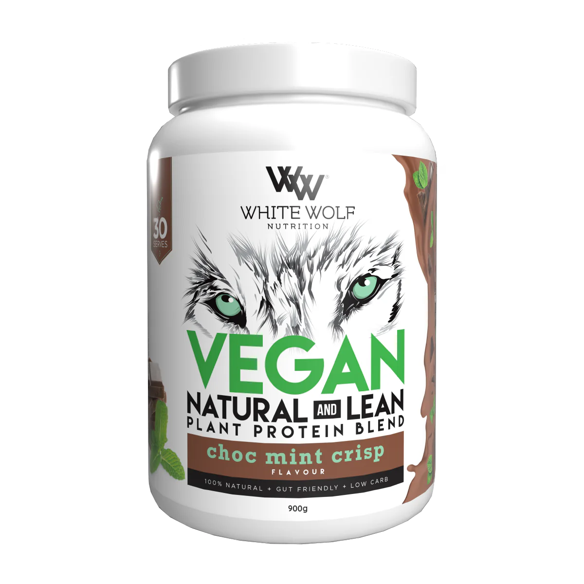 White Wolf Nutrition Vegan Natural+Lean Protein Choc Mint Crisp 900g