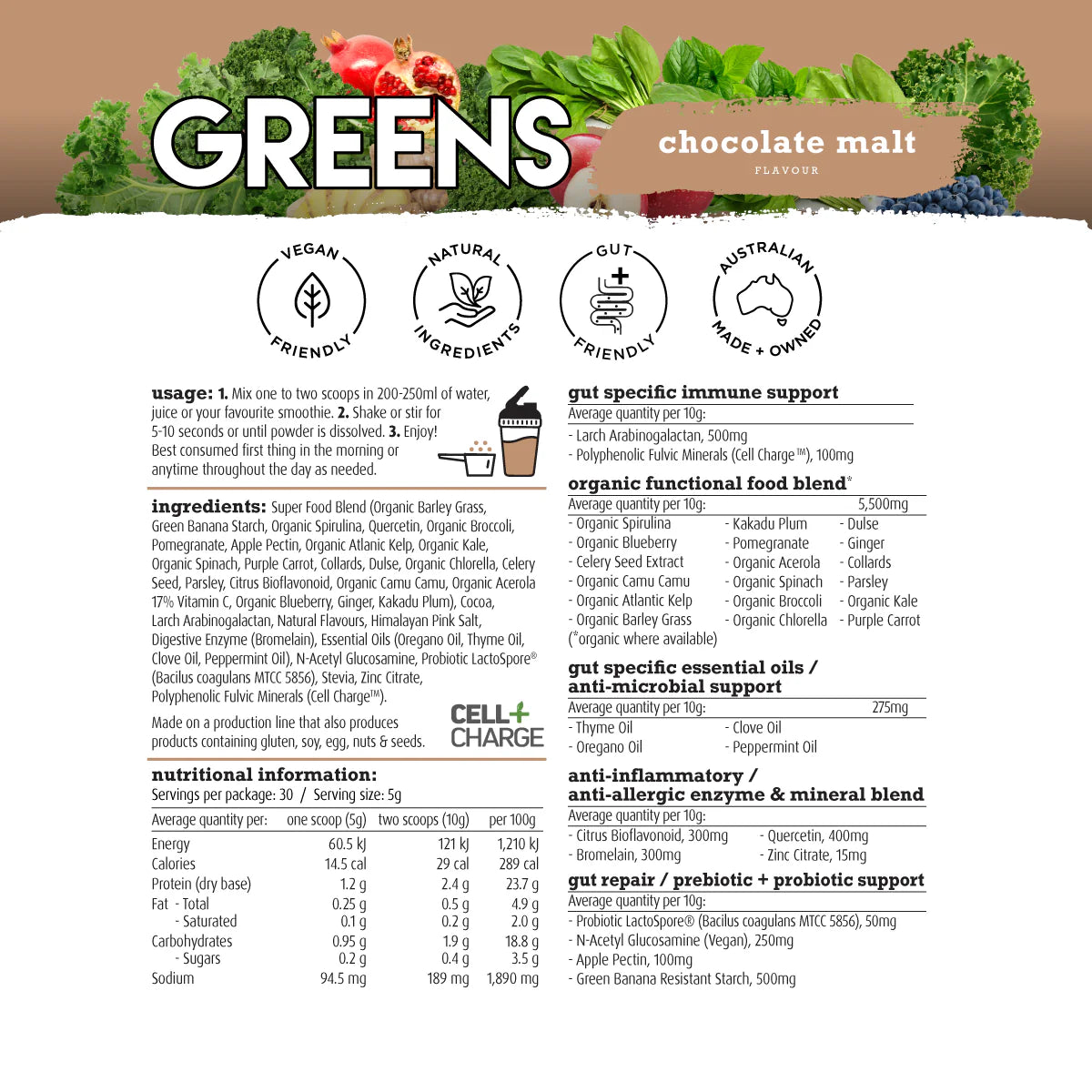 White Wolf Greens Gut Health And Immunity Chocolate Malt 150g