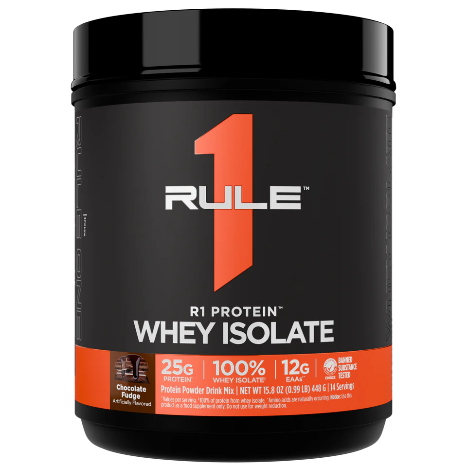 Rule 1 100% Whey Protein Isolate 1 lb, Chocolate Fudge (15 Servings)