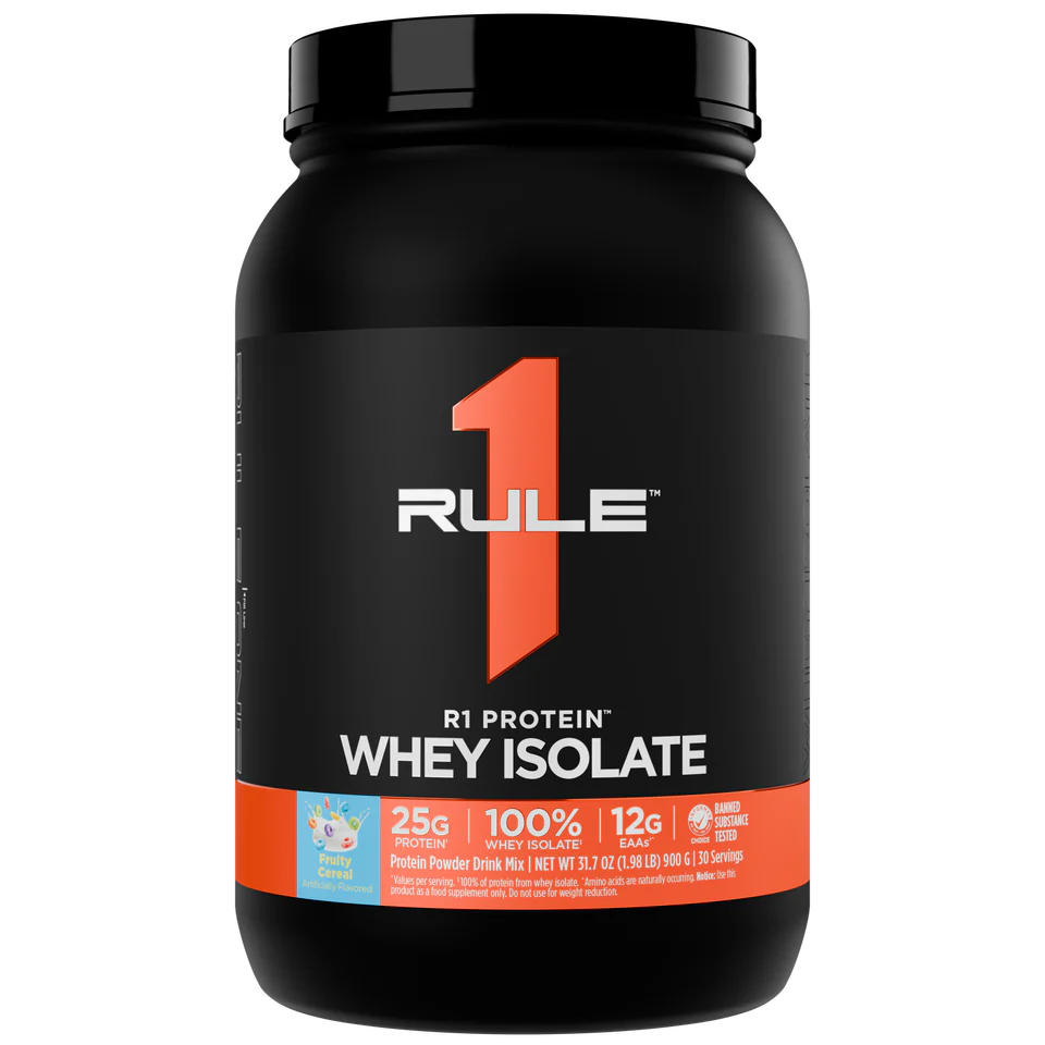 Rule 1 100% Whey Protein Isolate 1.98 lb Fruity Cereal (30 Servings)