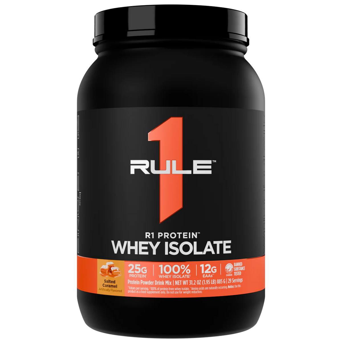 Rule 1 100% Whey Protein Isolate 1.98 lb, Salted Caramel (30 Servings)