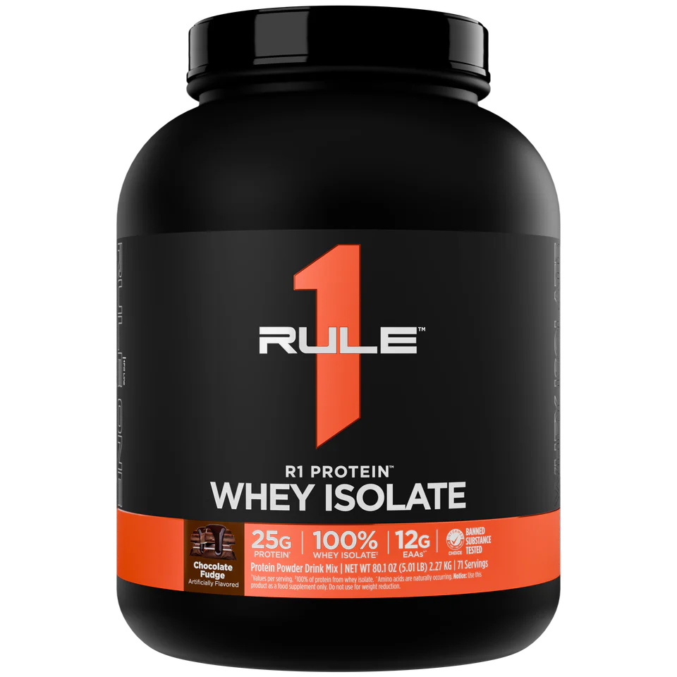 Rule 1 100% Whey Protein Isolate 2.27kg Chocolate Fudge 71 Servings