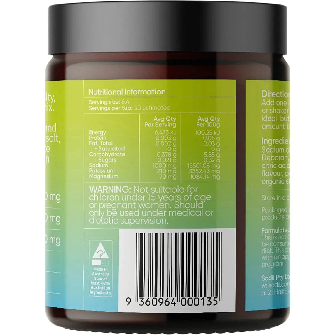 Sodii Everyday Hydration Salts, Salty Citrus, 185g