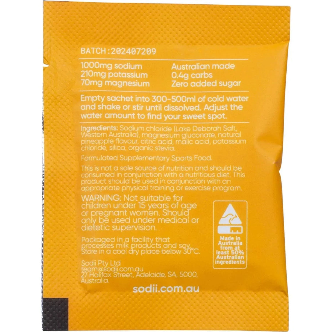 Sodii Everyday Hydration Salts, Salty Pineapple, 30 Pack