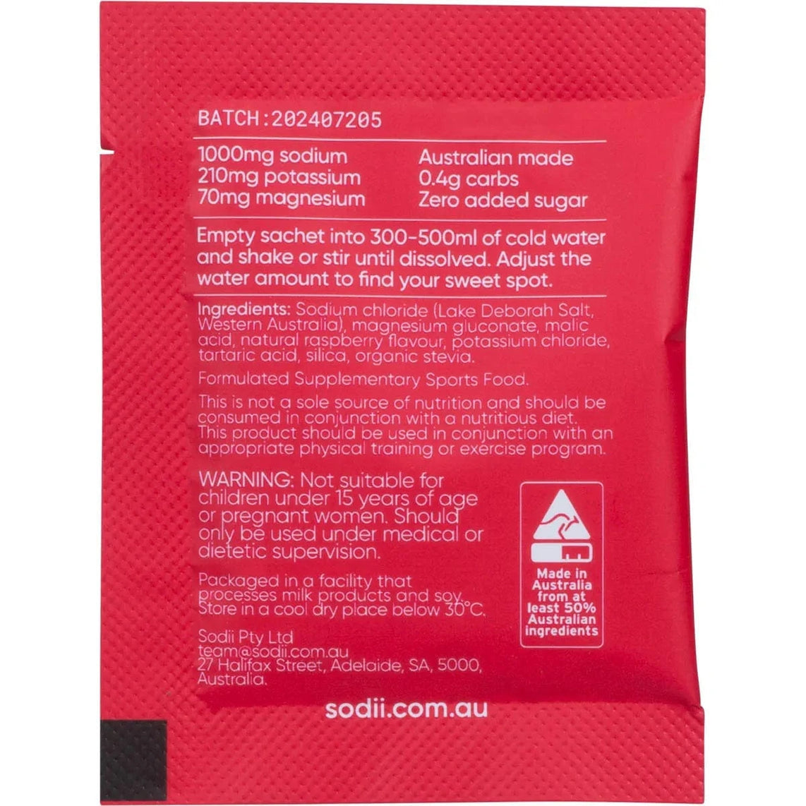 Sodii Everyday Hydration Salts, Salty Raspberry Flavour, 30 Pack