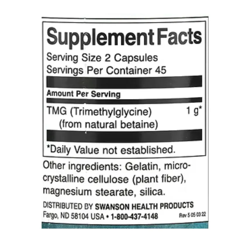 Swanson 500mg TMG Trimethylglycine, 90 Capsules