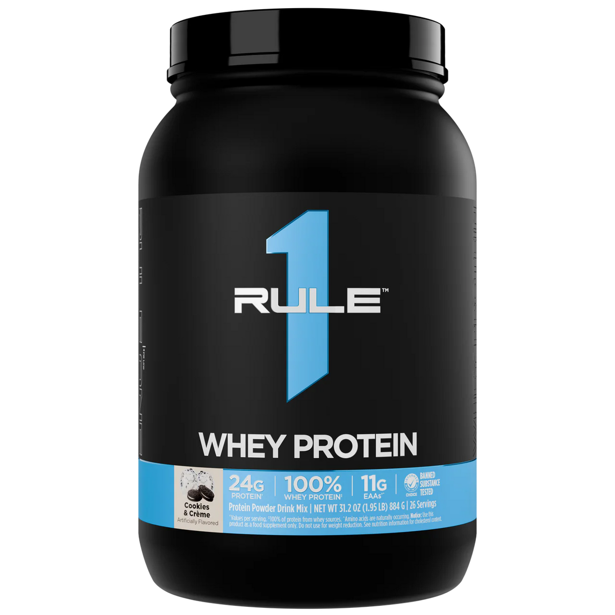 Rule 1 Whey Blend 28 Servings, Cookies & Creme, 910g