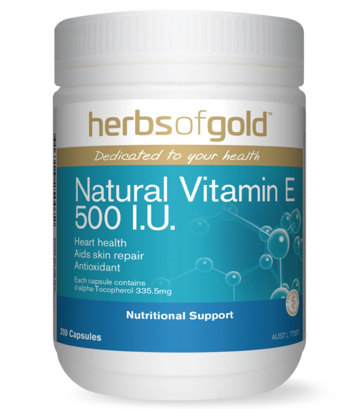 Herbs of Gold Natural Vitamin E 500IU Capsules