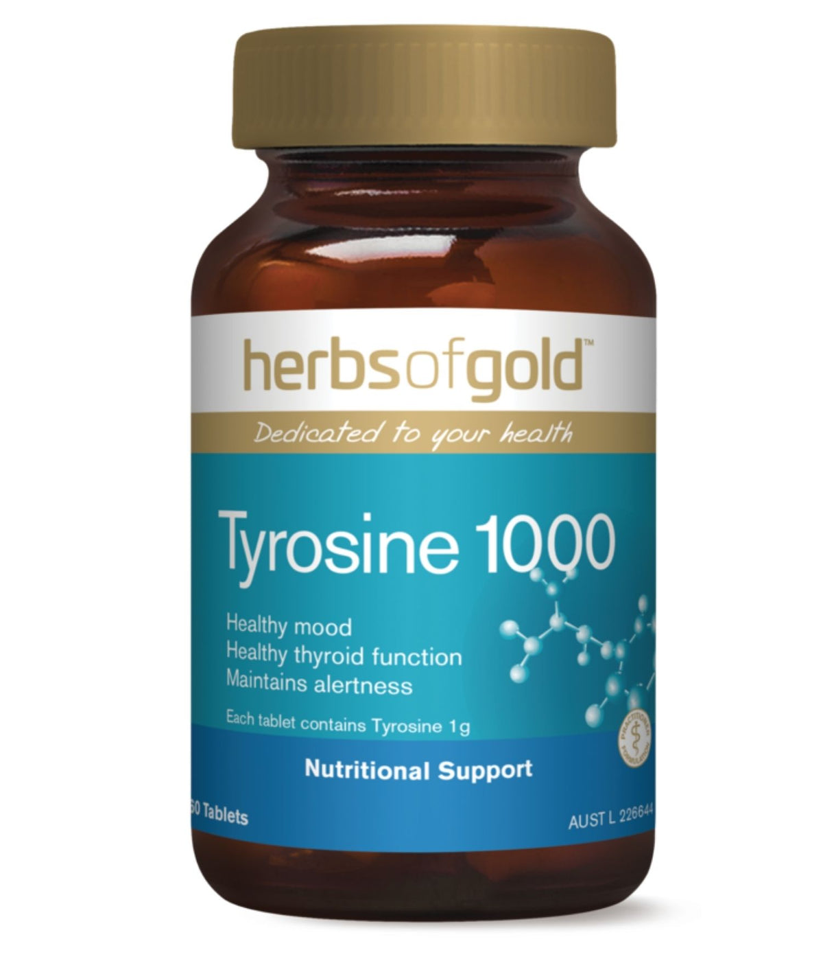 Herbs of Gold Tyrosine 1000 60 Tablets