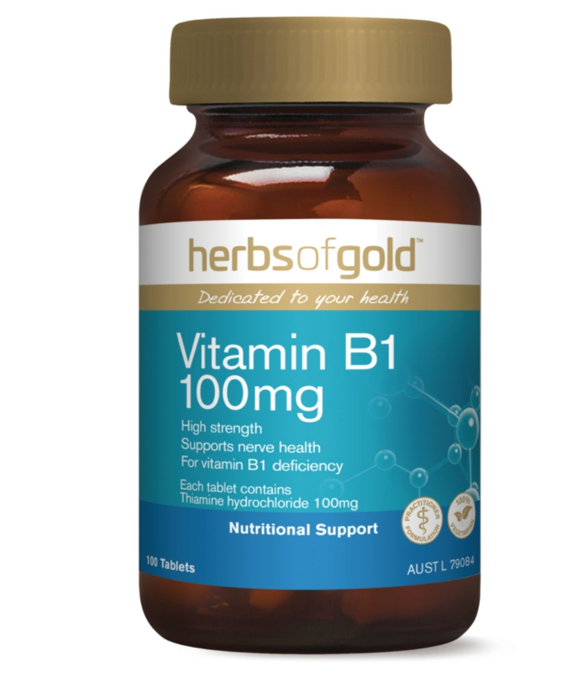 Herbs of Gold Vitamin B1 100mg 100 Tablets