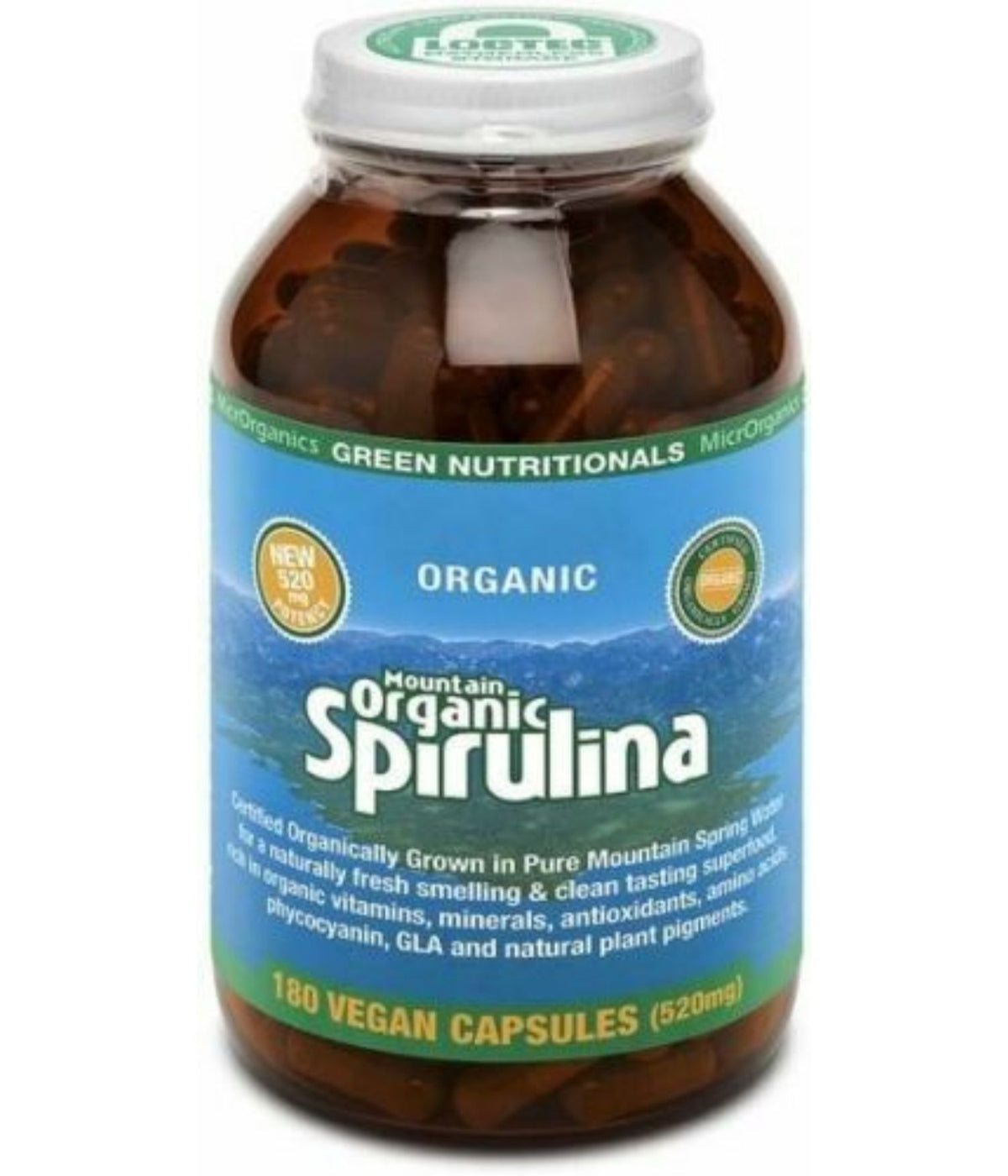 Green Nutritionals Mountain Organic Spirulina Capsules