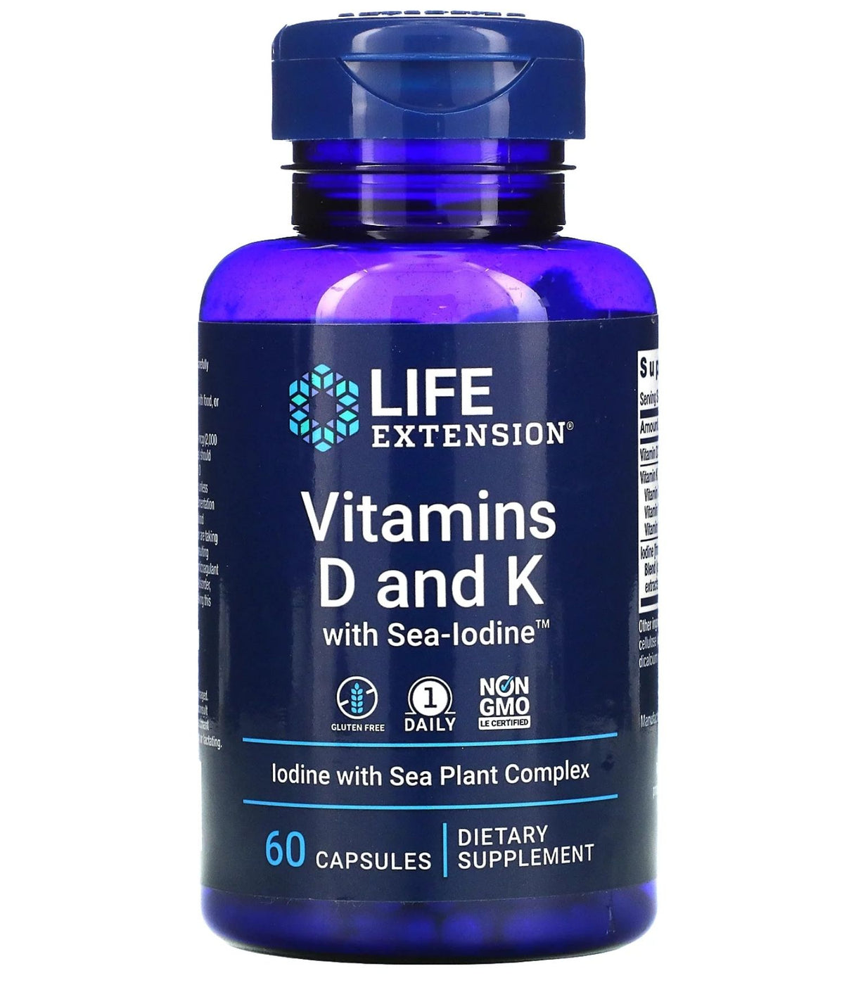 Life Extension Vitamins D & K With Sea Iodine 60 Capsules