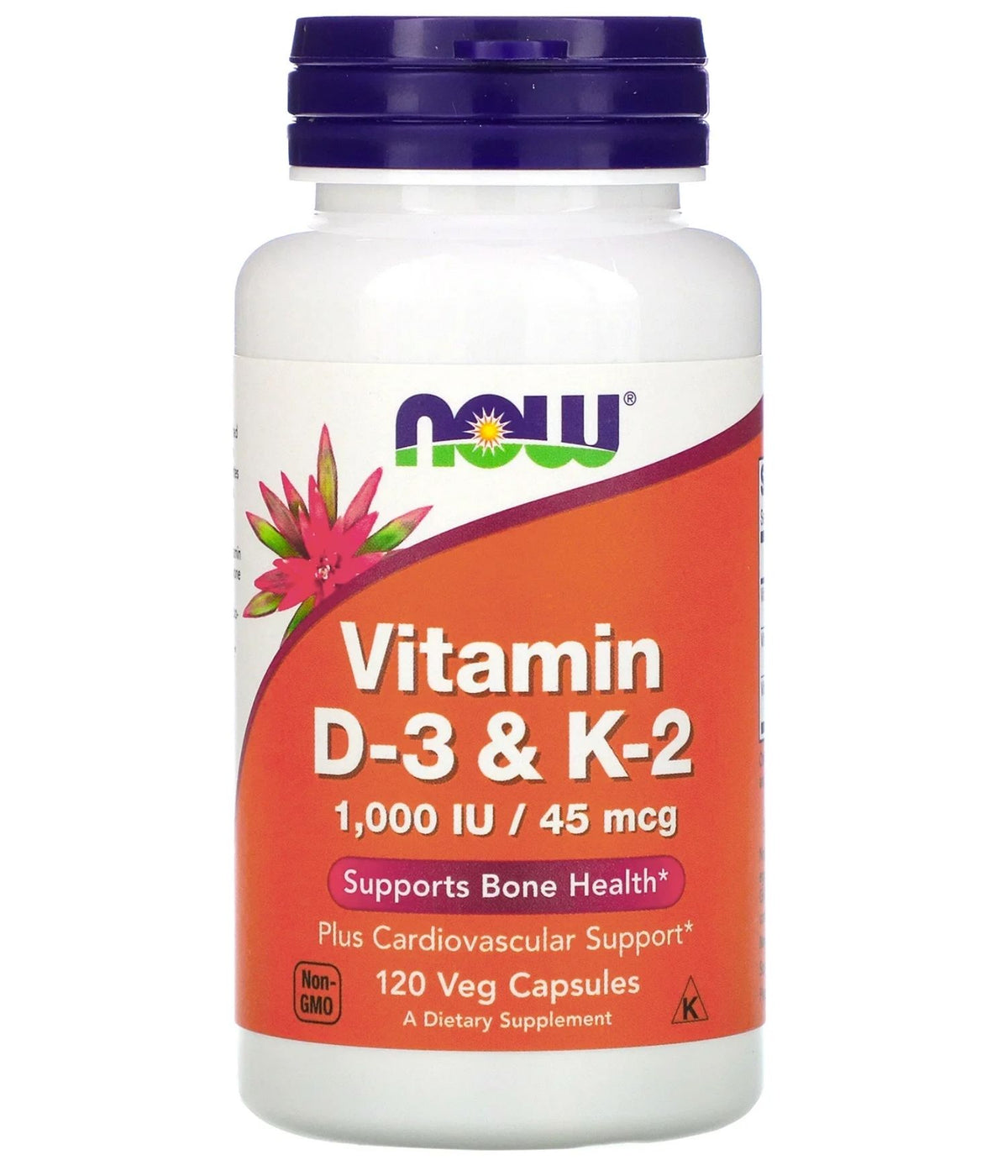 Now Vitamin D-3 & K2 120 Capsules