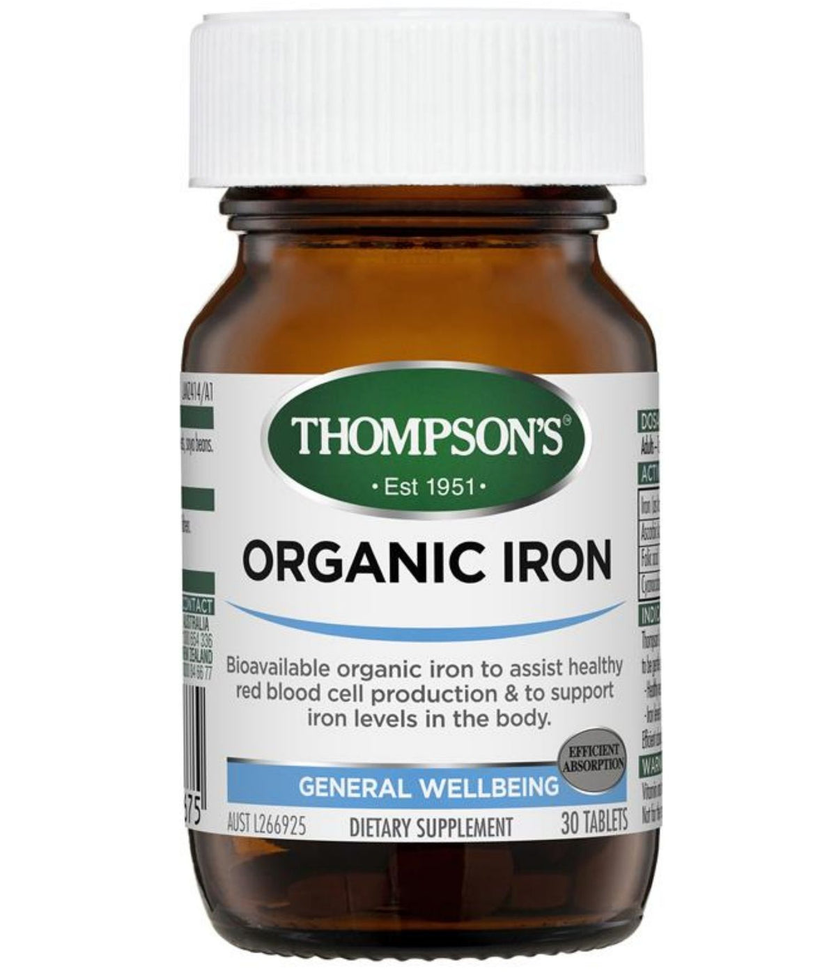 Thompson's Organic Iron 30 Tablets